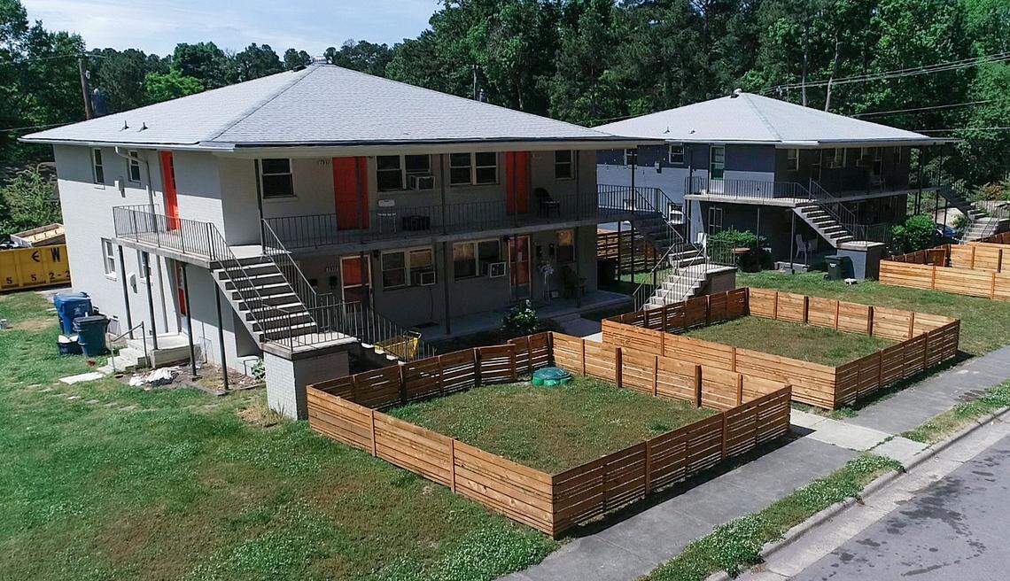 The building the Abrams live in is on the edge of two neighborhoods: West End and Lakewood. Both have recently seen new development. The land and building where the Abrams live was appraised at $314,000 in 2016, according to Durham County property records. In February 2017 it sold for $1.3 million to Artesia Real Estate, based in Austin, Texas. The property holder is Artesia Morehead Portfolio I LLC.