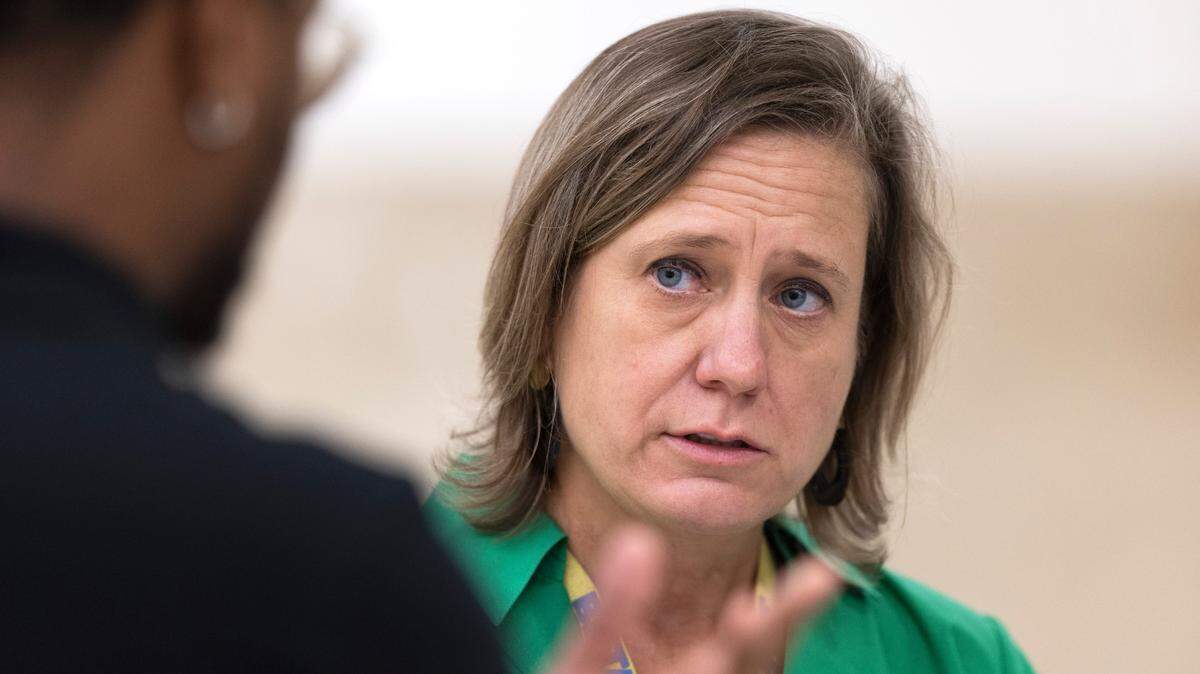 Wake County District Attorney Lorrin Freeman works administrative traffic court in the Wake County Justice Center in Raleigh, N.C., Thursday, Sept. 14, 2023.
