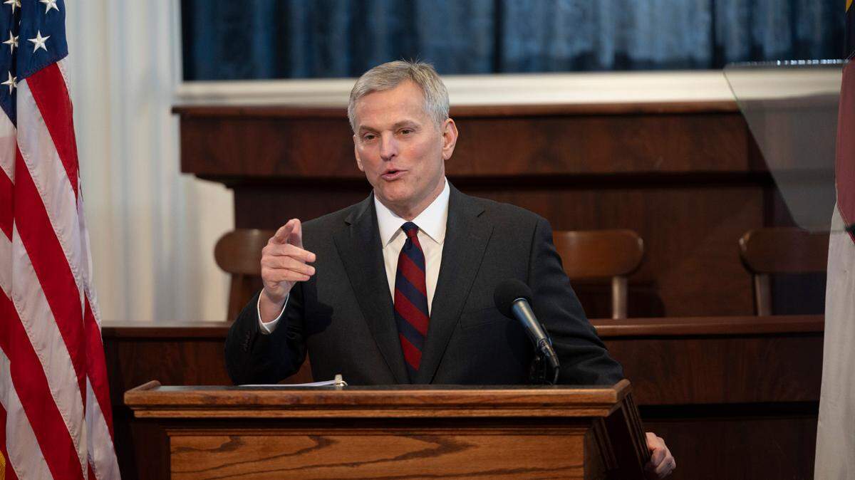 North Carolina Democratic Gov. Josh Stein delivers his inauguration address inside the House chamber of the historic State Capitol on Saturday, Jan. 11, 2025.