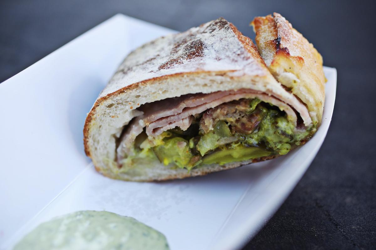 The stuffed Cubano baguette from La Farm Bakery.