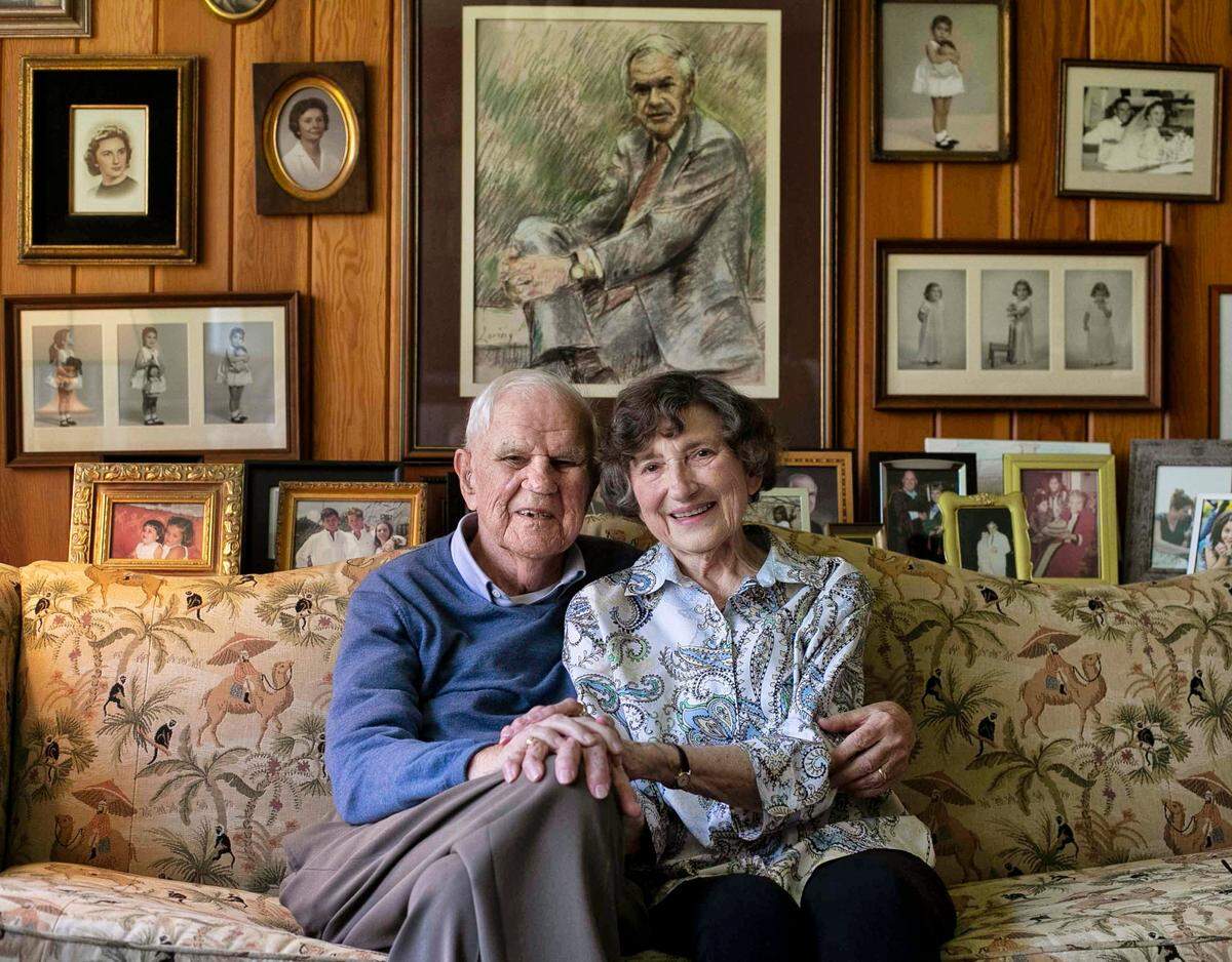 A.C Snow, former Editor of the Raleigh Times and longtime News & Observer columnist, poses with his wife Nancy for a portrait in their home on January 15, 2020 in Raleigh, N.C.
