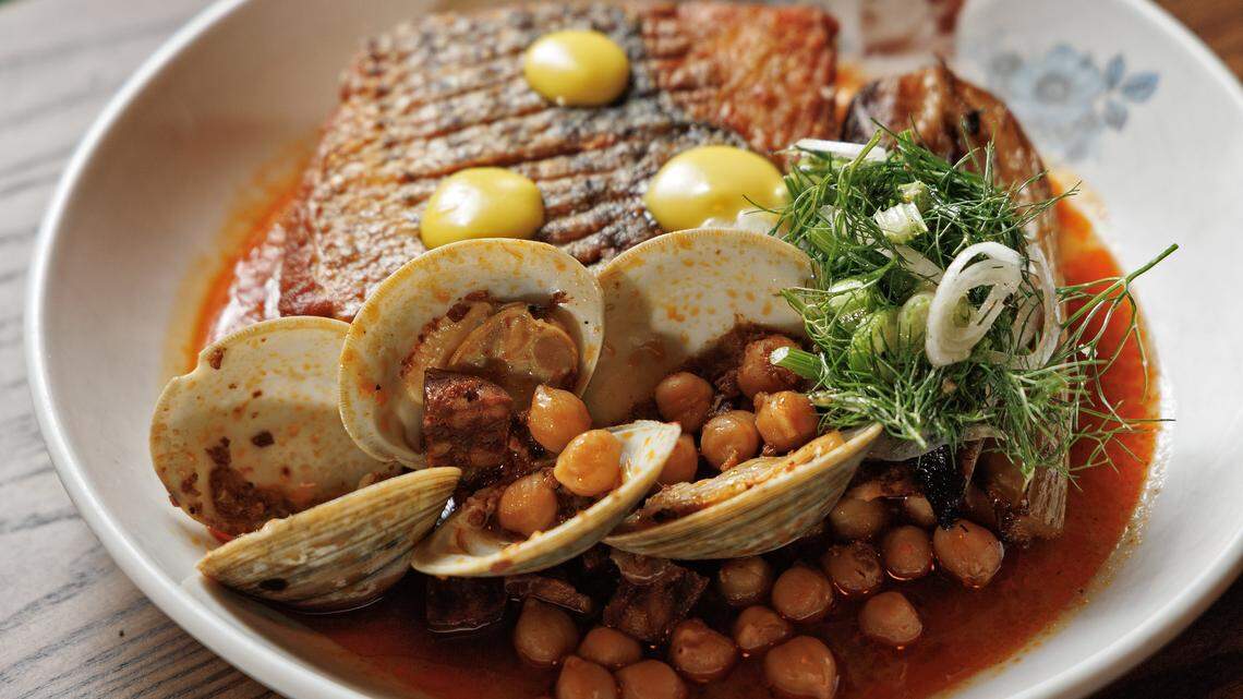 NCSU Striped Bass is pictured at Stanbury on Thursday, Feb. 26, 2026, in Raleigh, N.C.