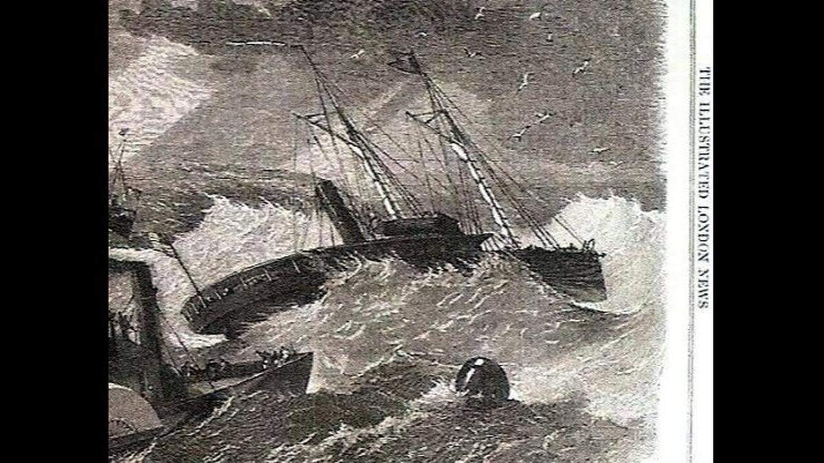 This section of image from The Illustrated London shows the USS Picket leading “ships of the Burnside Expedition over the bar at Hatteras Inlet” in January 1862, according to the North Carolina Maritime Museum in Beaufort.