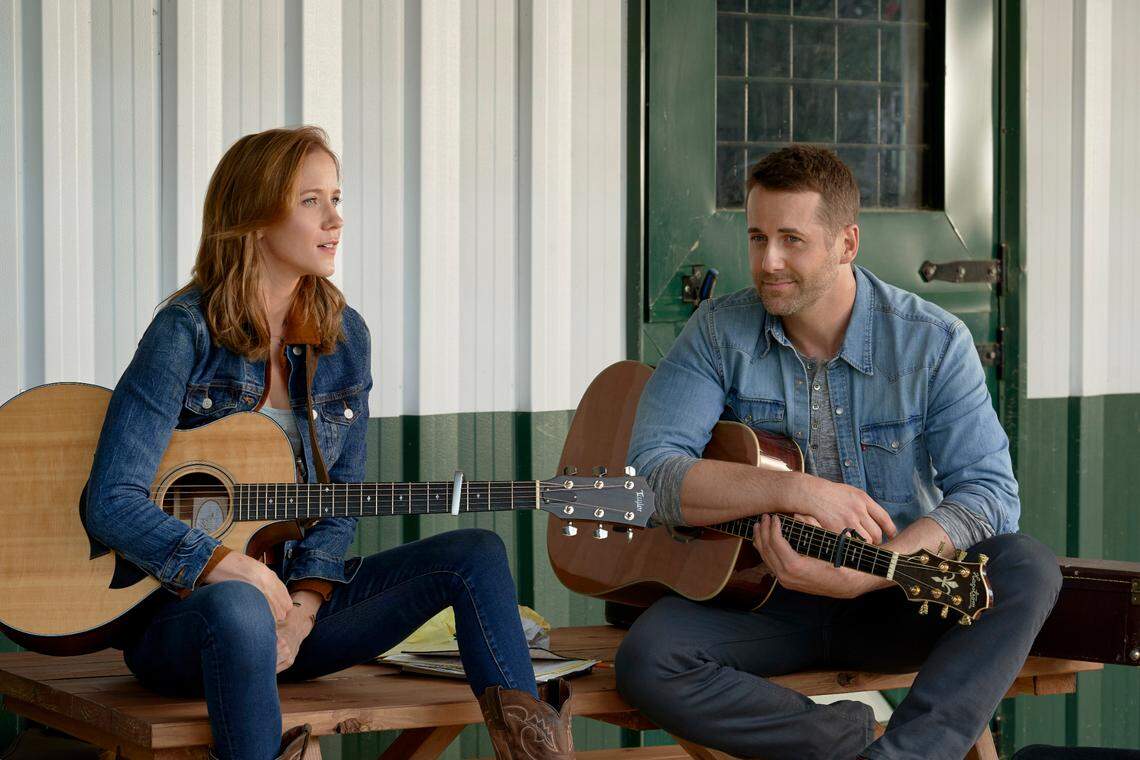 Jessy Schram, left, and Niall Matter in the Lifetime movie “Country at Heart.”