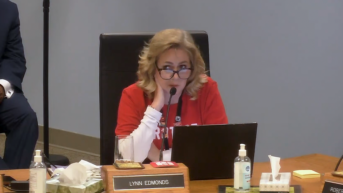 A speech by Wake County school board member Lynn Edmonds accusing President Trump of trying “to destroy democracy” that was made Feb. 18, 2025 has gone viral.