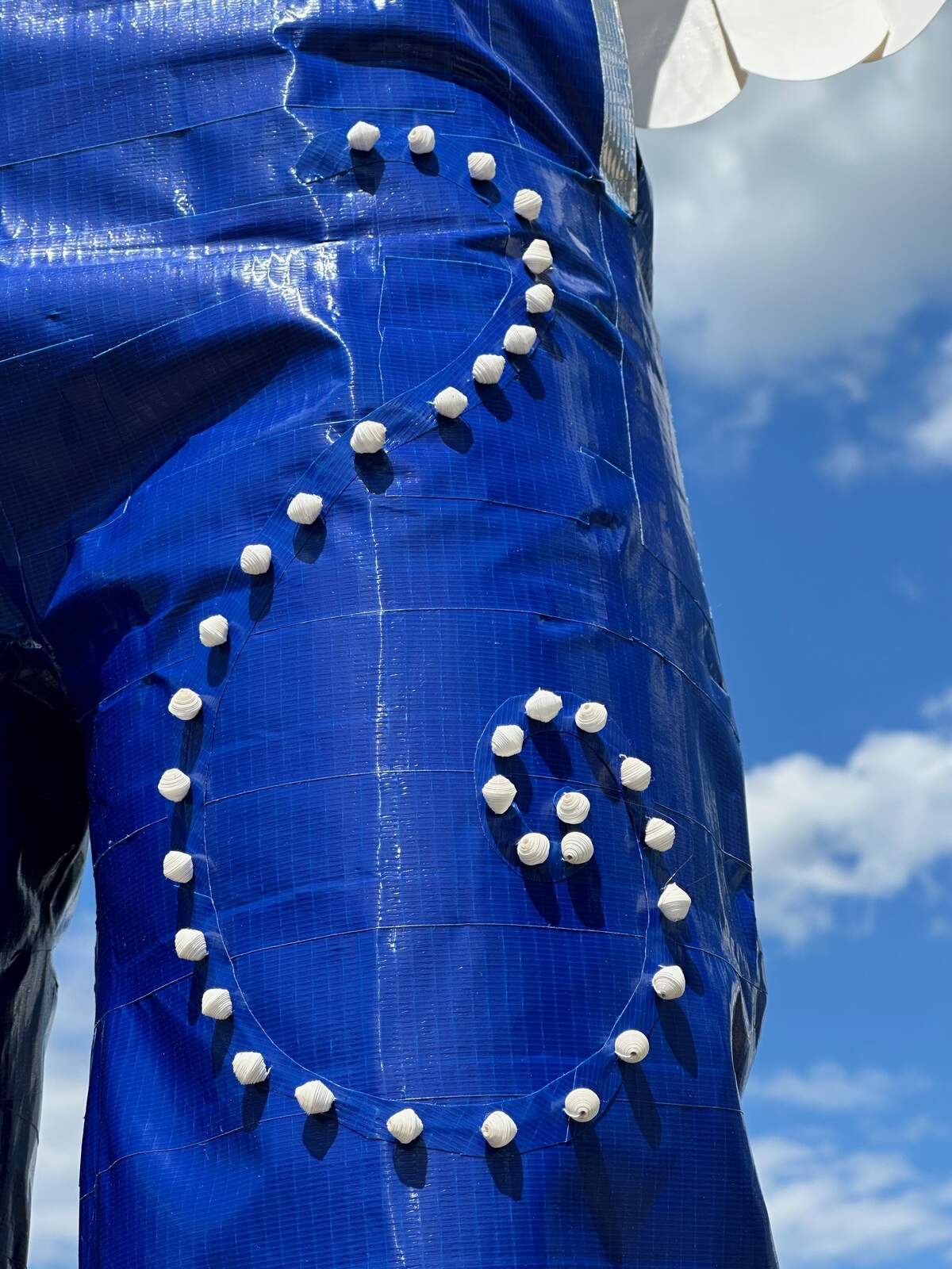 Detail from Imogen Curry’s prom tuxedo made of Duck tape, a finalist in a national contest.