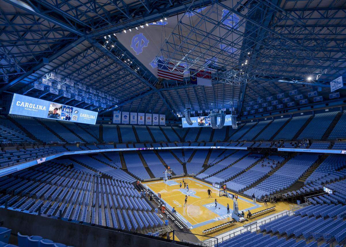 Interior of the Dean E. Smith Center, on Monday, December 22, 2025 in Chapel Hill, N.C.