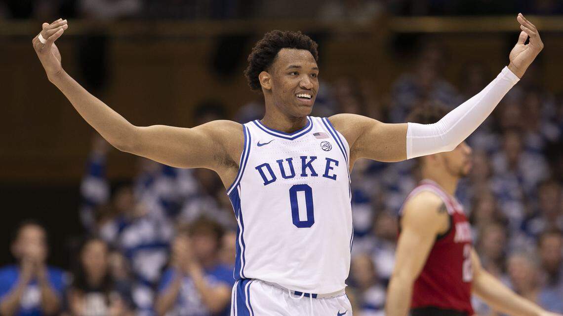Duke’s Wendell Moore Jr. (0) reacts after the Blue Devils secured a 10 point lead 59-49 over N.C. State during the second half on Monday, March 2, 2020 at Cameron Indoor Stadium in Durham, N.C.