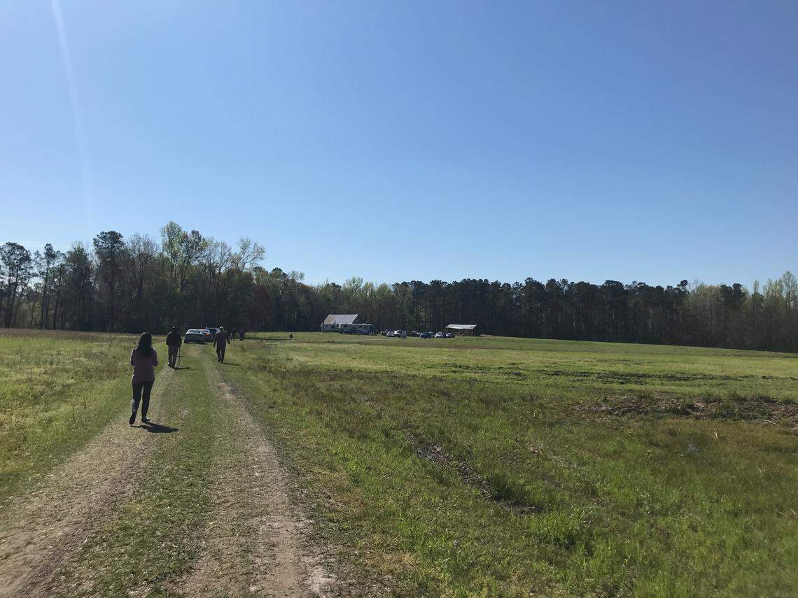 The Columbus County Board of Elections, along with members of the public, visits a farm in Cerro Gordo belonging to Republican sheriff candidate Jody Greene. The April 4, 2019, visit was part of an election protest hearing that included questions about whether Greene met residency requirements.