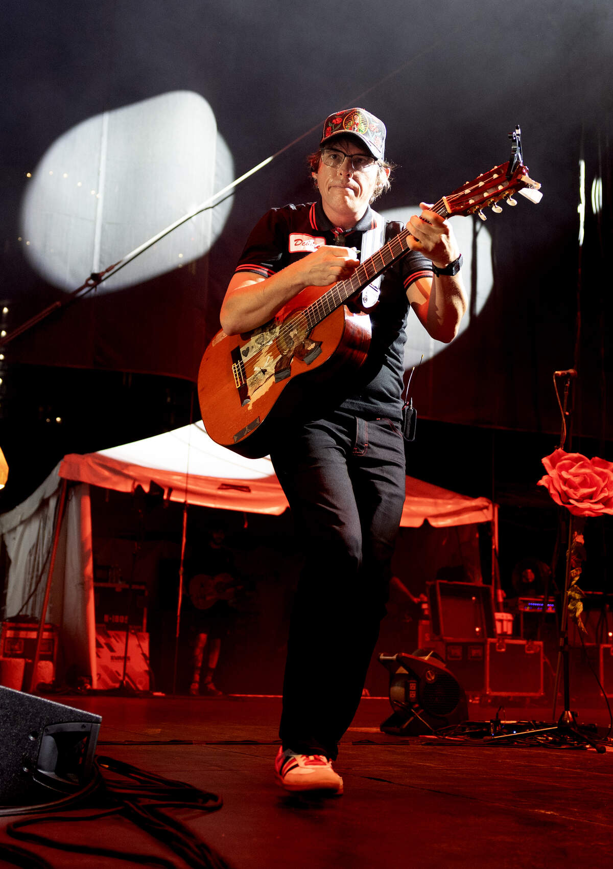 Stephen Wilson Jr. works the crowd as he opens his show at Raleigh’s Red Hat Amphitheater.