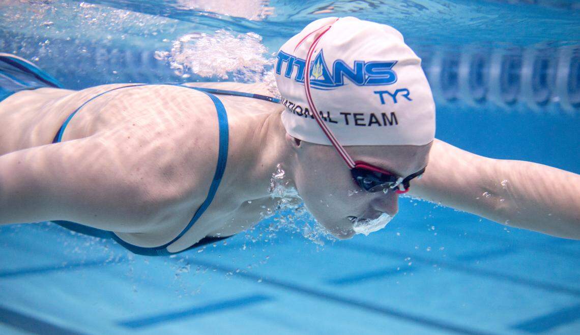 Claire Curzan, 17, of Cary, N.C., pictured here practicing at the Triangle Aquatic Center in Cary on June 24, 2021, will be one of the youngest athletes competing in the 2020 Tokyo Olympics.