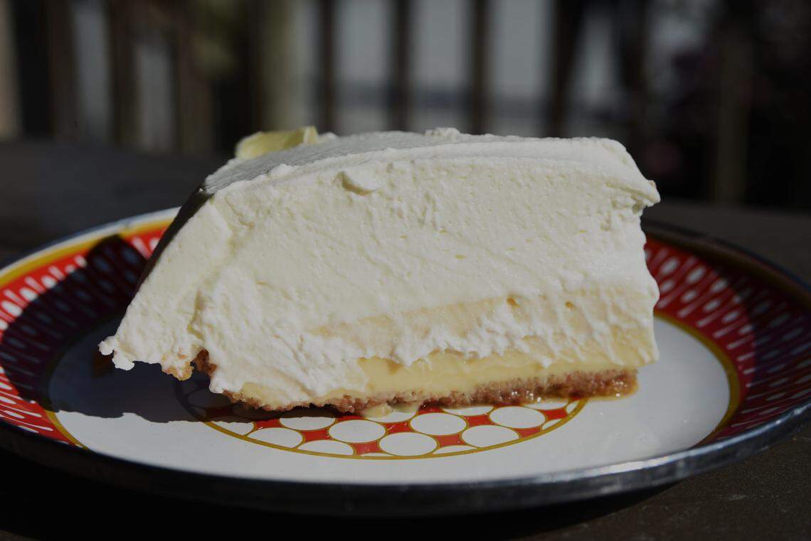 Key Lime is the most popular year-round pie at Foster’s Market in Durham, with sculpted whipped cream towering more than an inch above the tart custard.