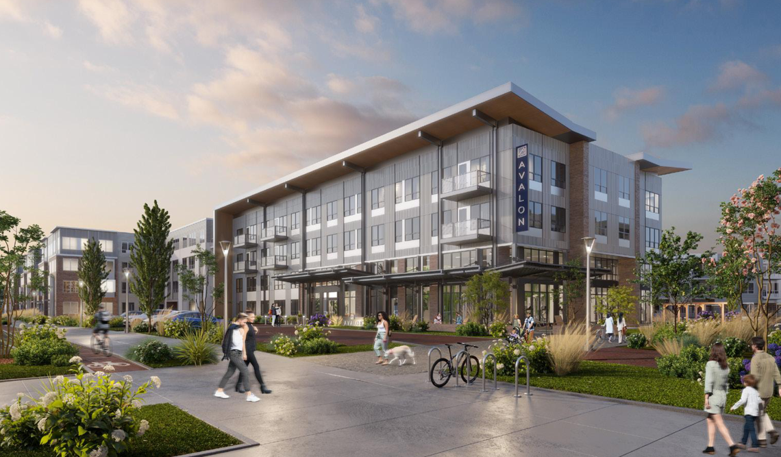 A first-phase rendering of Avalon Oakridge, a 459-unit apartment community proposed for 4802 Durham-Chapel Hill Blvd.