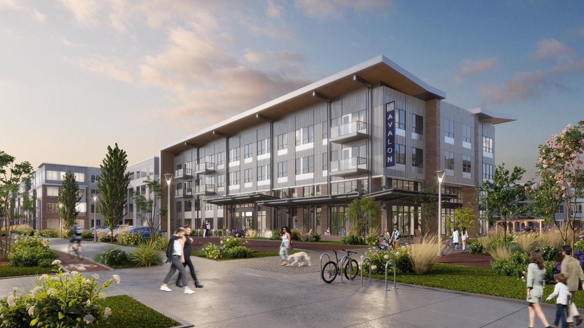 A first-phase rendering of Avalon Oakridge, a 459-unit apartment community proposed for 4802 Durham-Chapel Hill Blvd.