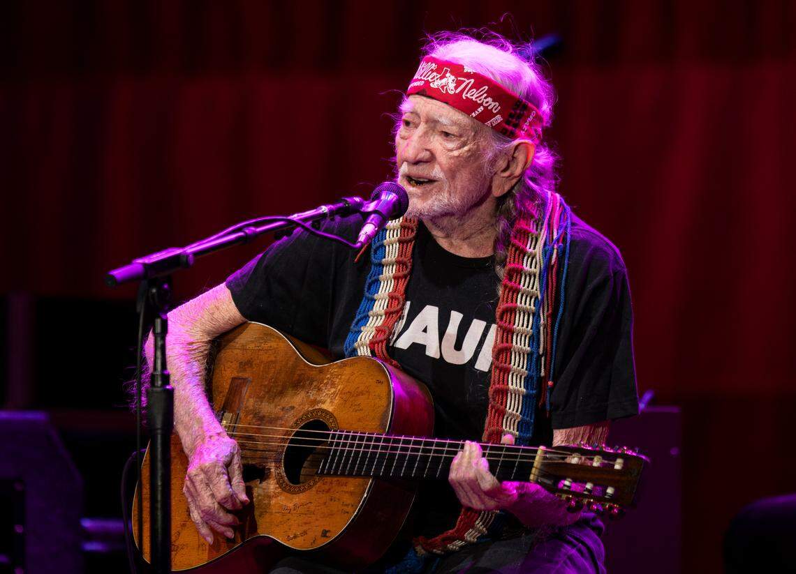 Willie Nelson performs on his Outlaw Music Festival tour stop at Raleigh, N.C.’s Coastal Credit Union Music Park, Saturday night, Sept. 8, 2023.