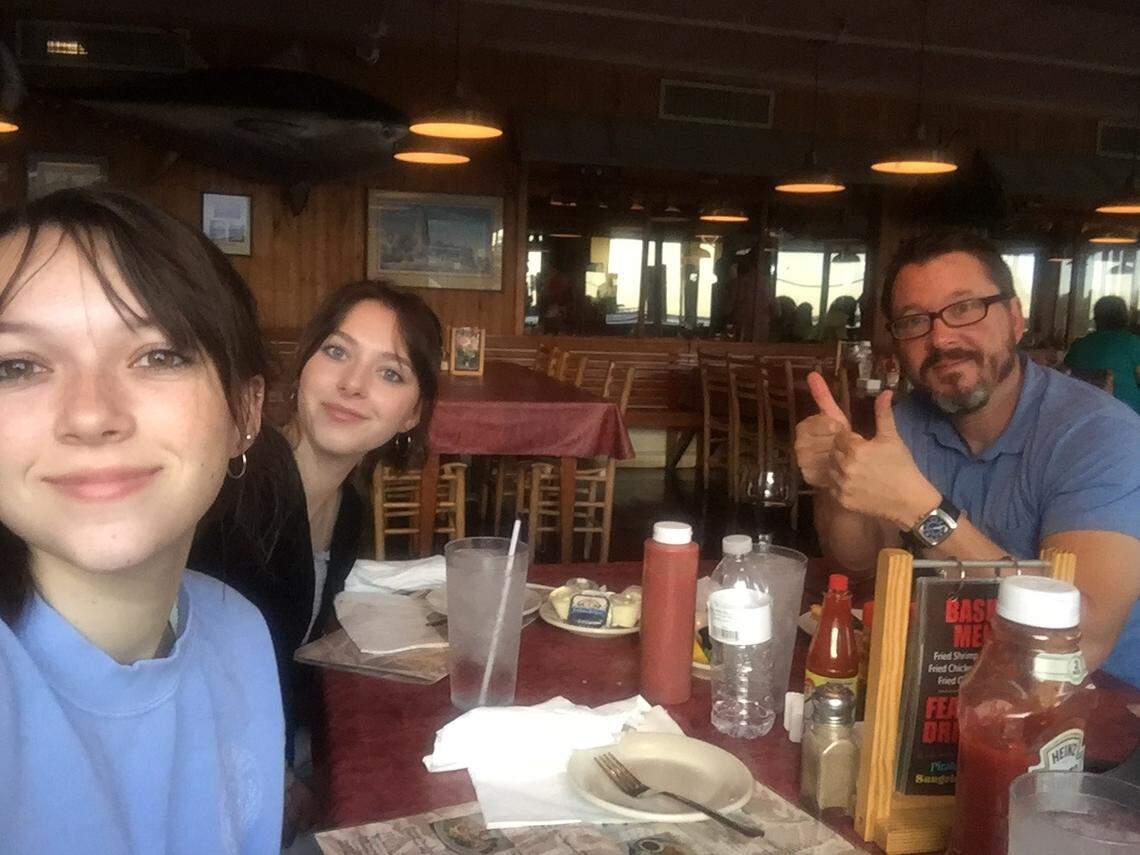 Audrey, Ellen and Grady Cooper at Sanitary Fish Market in Morehead City, NC.