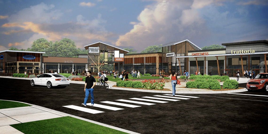 A conceptual rendering of the new retail project at Wendell Falls in the town of Wendell.