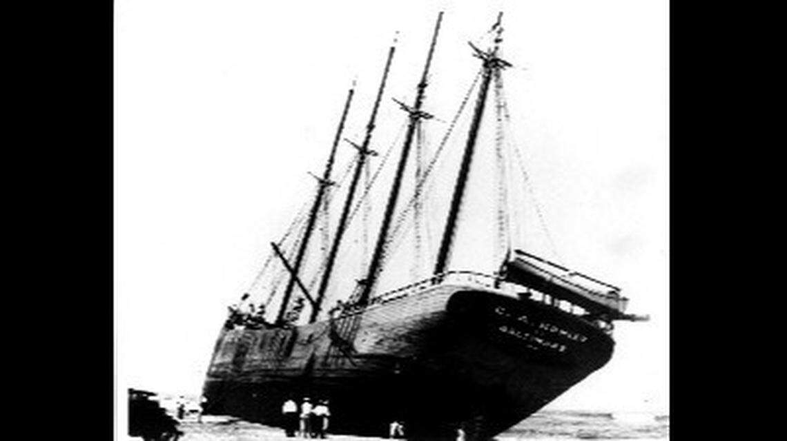 The George A. Kohler was “a schooner traveling from the Chesapeake Bay” when it ran aground near the Gulls Shores Coast Guard Station in 1933, the National Park Service says.