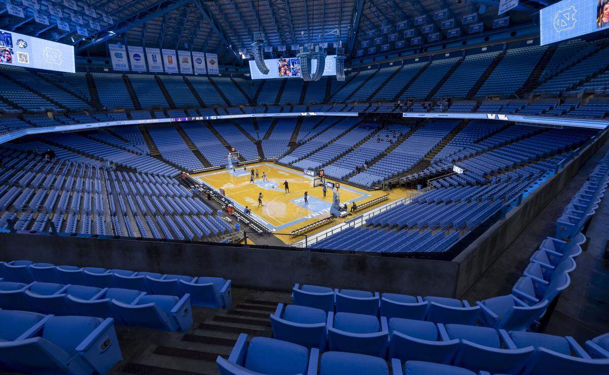 Interior of the Dean E. Smith Center, on Monday, December 22, 2025 in Chapel Hill, N.C.