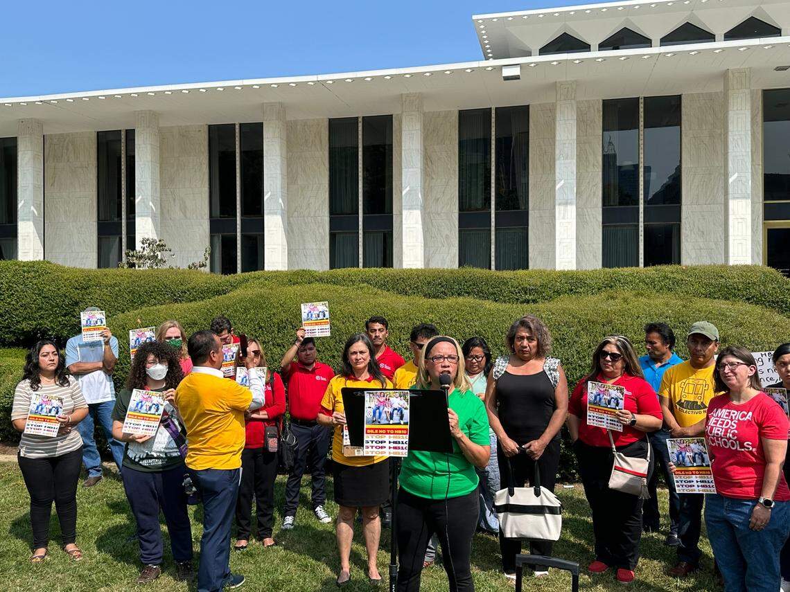 Ana Ilarraza-Blackburn, the founder and co-executive director of Women Leading for Wellness and Justice, speaks during a press conference by opponents of House Bill 10 at the Legislative Building in Raleigh, N.C. on Monday, Sept. 9, 2024.