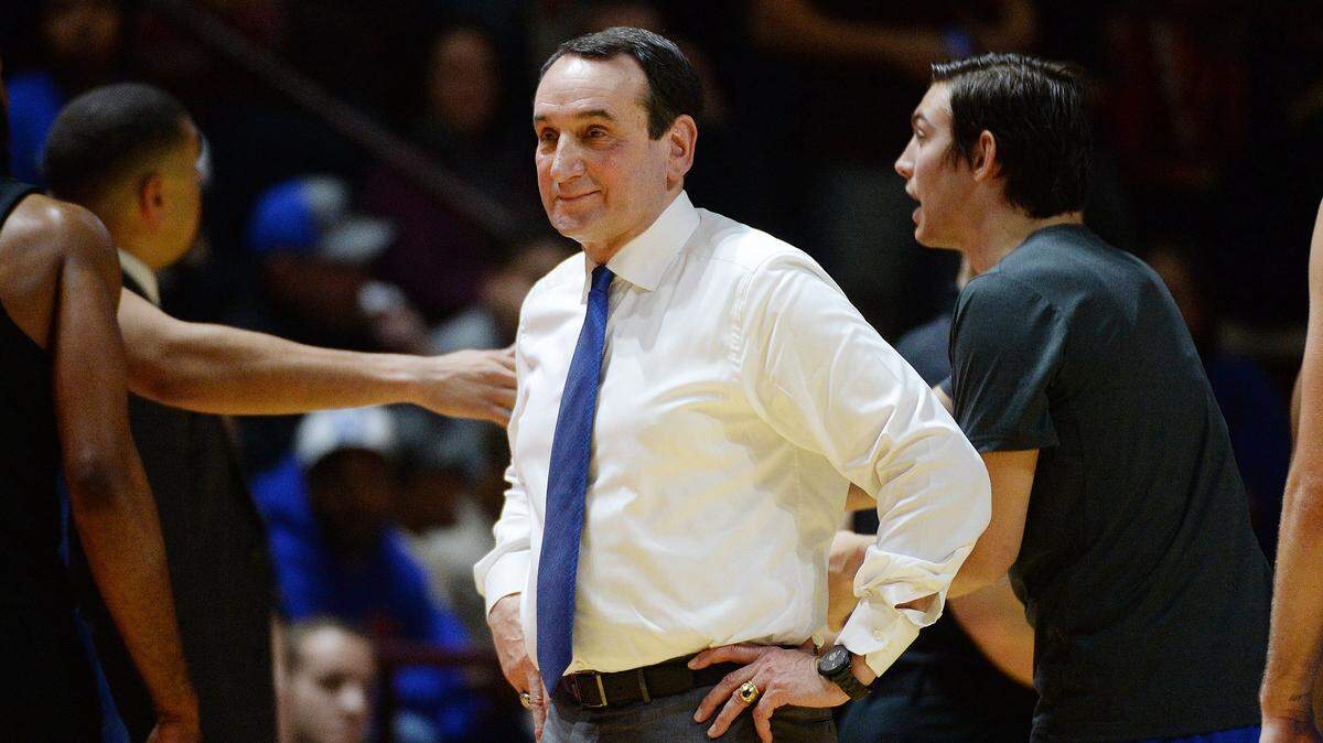 Duke head coach Mike Krzyzewski during a game against Virginia Tech in 2017.