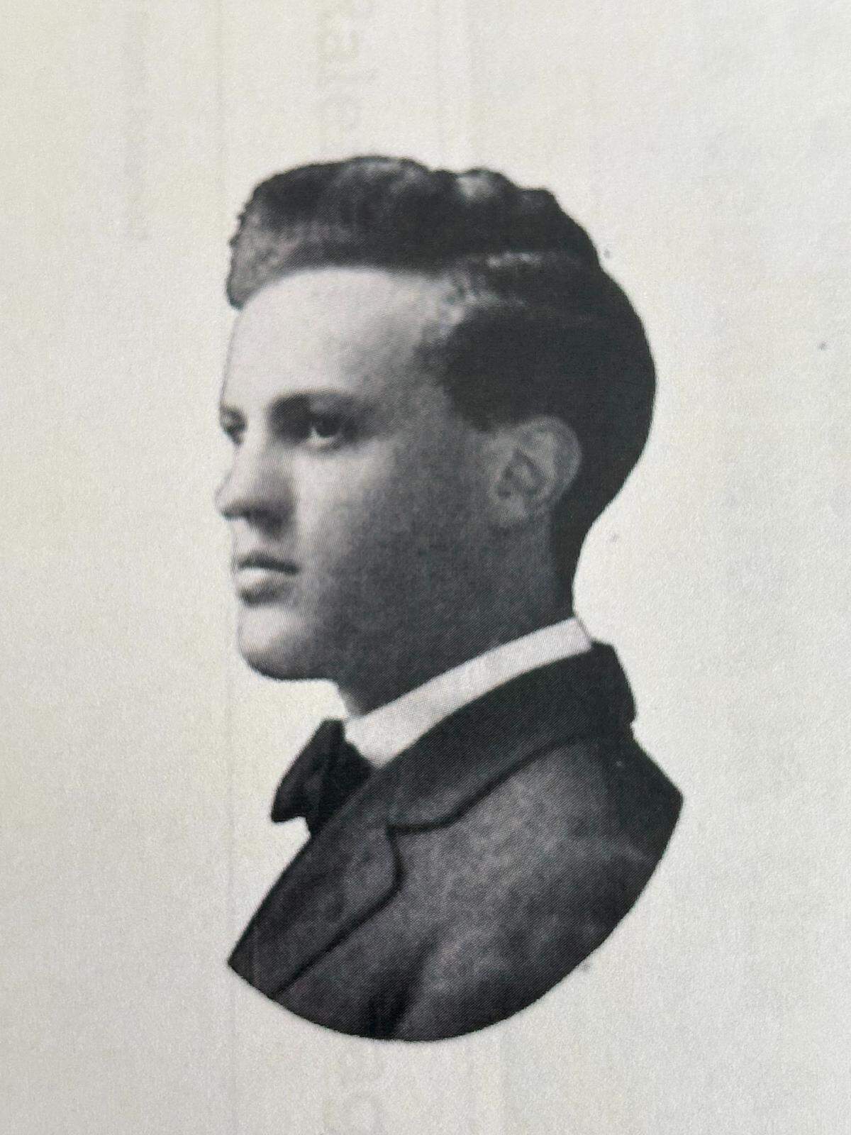 John E. Ray Jr. pictured as a student at Wake Forest University before his service in World War I.