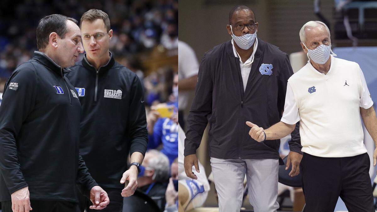 Duke coach Mike Krzyzewski will be handing over Blue Devils to Jon Scheyer as UNC’s Roy Williams did to Hubert Davis.