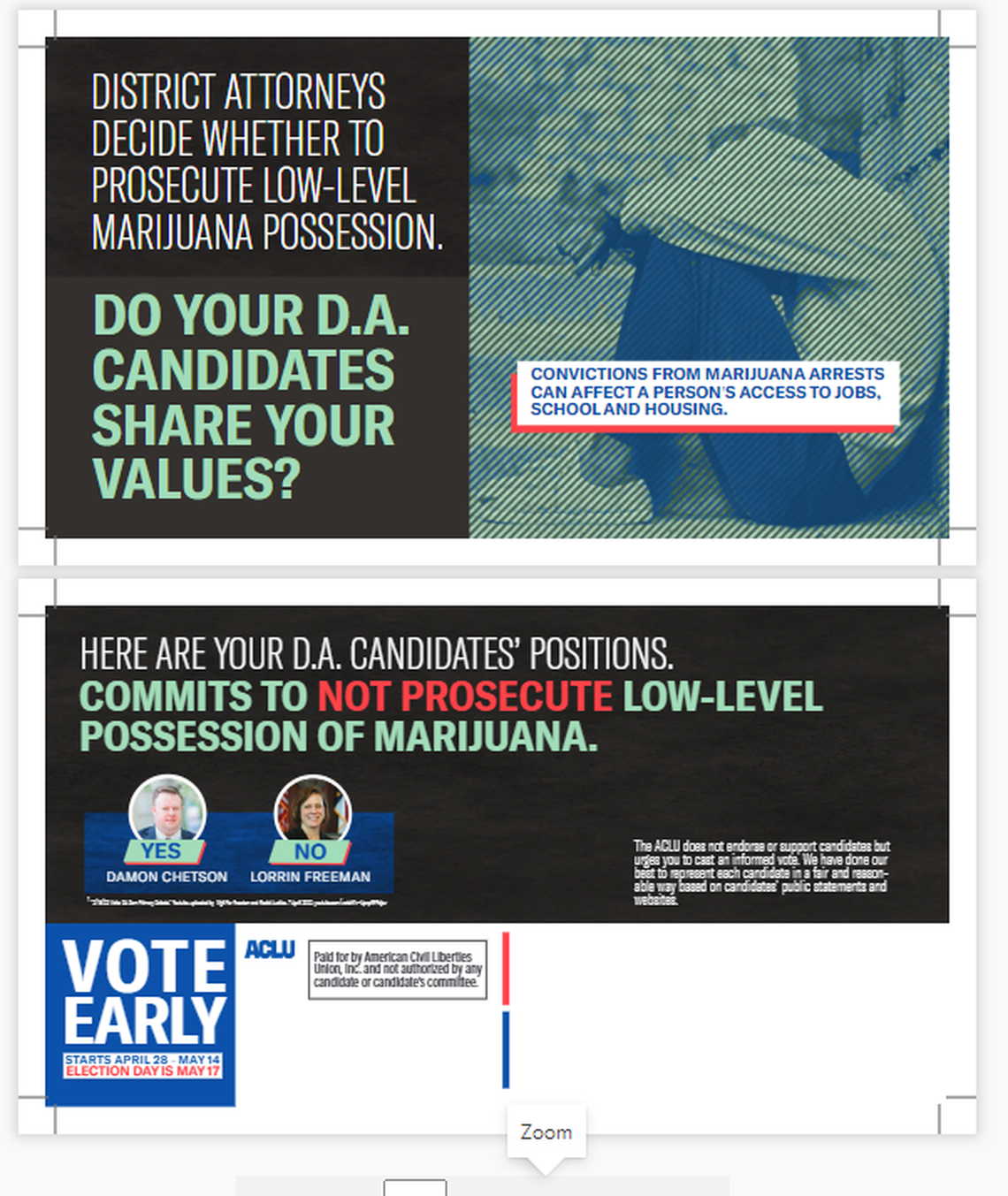 One of the mailers sent out to Wake County voters by the ACLU of North Carolina, which is spending $200,000 to educate voters about the district attorney’s race.