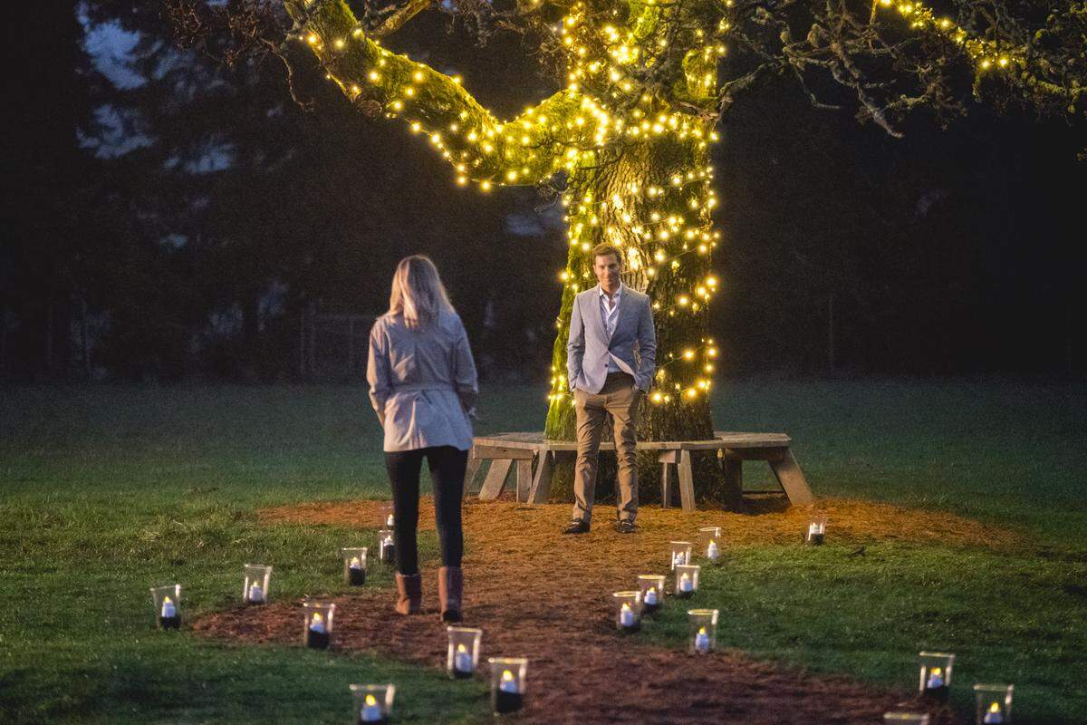 Megan Park and Jonathan Keltz in the Hallmark movie "Once Upon a Prince."
