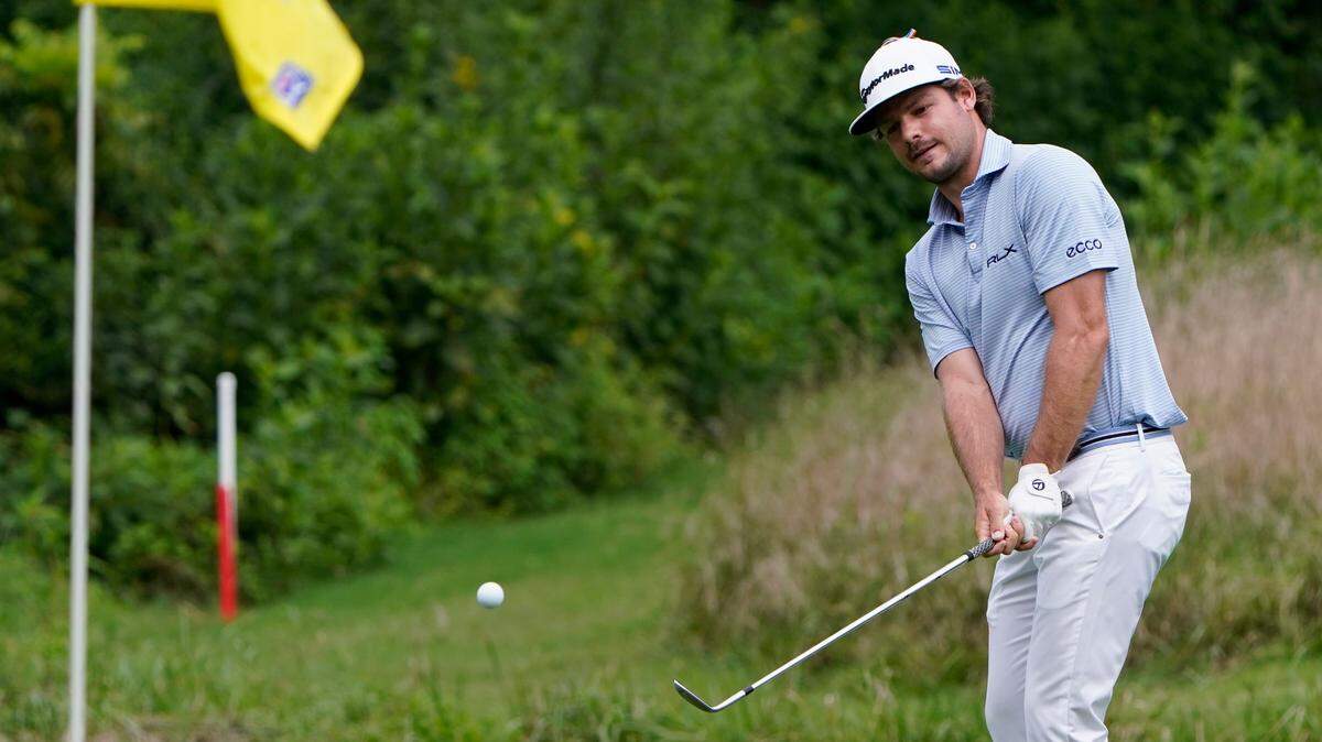 Doc Redman chips to the seventh green during the final round of the Wyndham Championship golf tournament at Sedgefield Country Club on Sunday, Aug. 16, 2020, in Greensboro, N.C. (AP Photo/Chris Carlson)