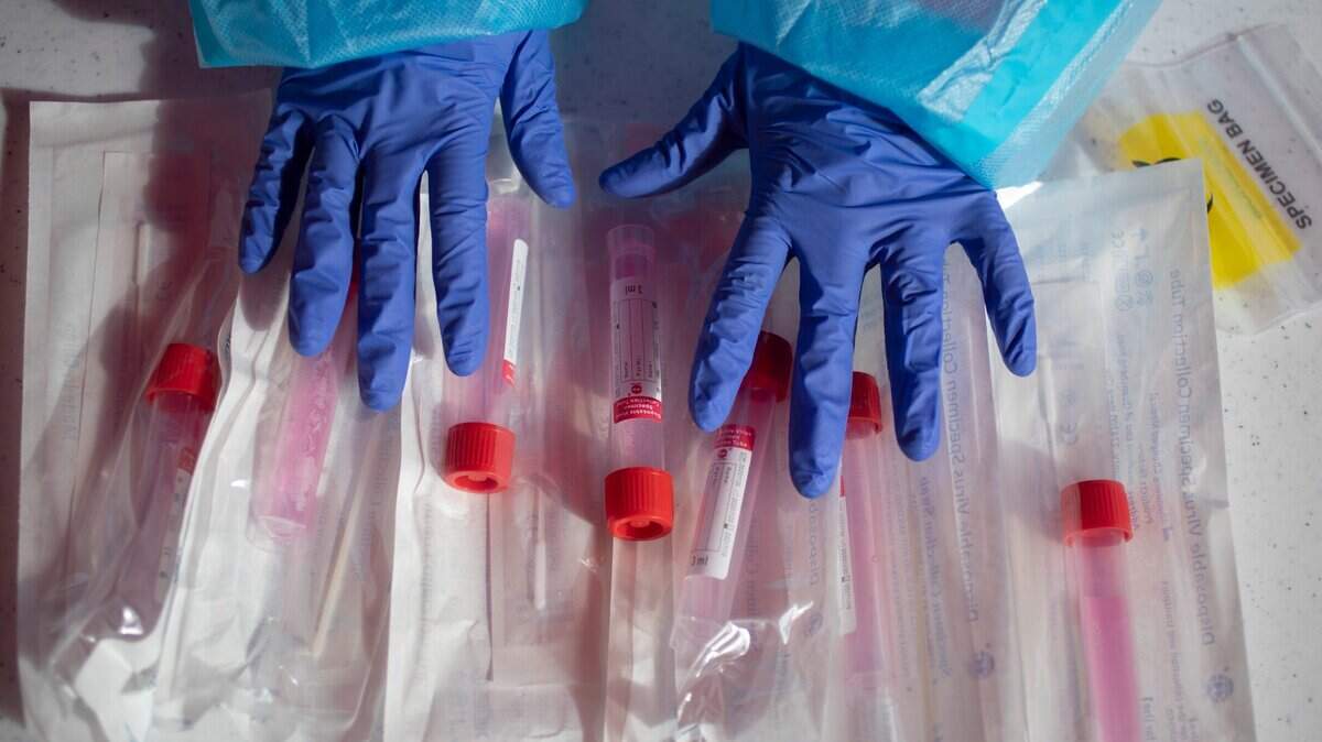 Staff organize COVID-19 test packets at the Sanderford Road Park COVID-19 testing site on Tuesday, January 19, 2021 in Raleigh, NC. This area of Raleigh, in the 27610 zip code is seeing upward of 9% positivity rate for the virus.