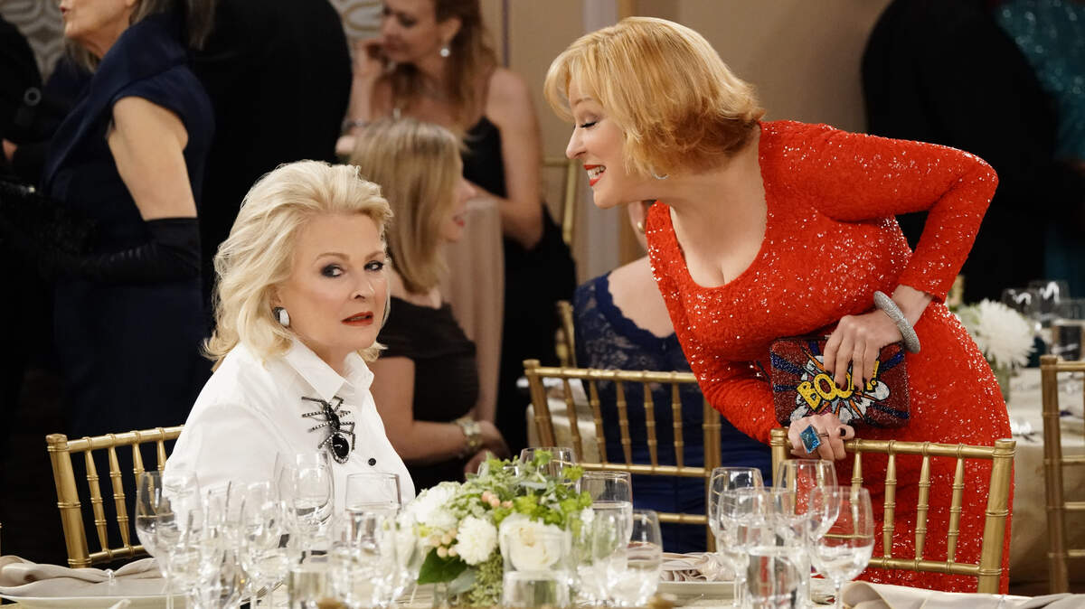 Candice Bergen, left, as Murphy Brown and Bette Midler as Caprice Caputowitz Feldman Morton in “Murphy Brown.”