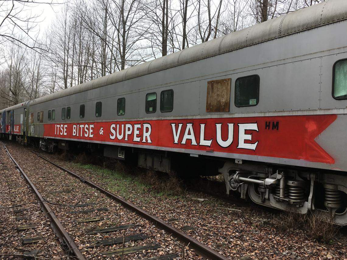 Two of the nine rail cars the N.C. Department of Transportation bought from the Ringling Bros. and Barnum & Bailey Circus contain the cryptic slogan “ITSE BITSE & SUPER VALUE” painted on the side, possibly by a graffiti artist at some point.