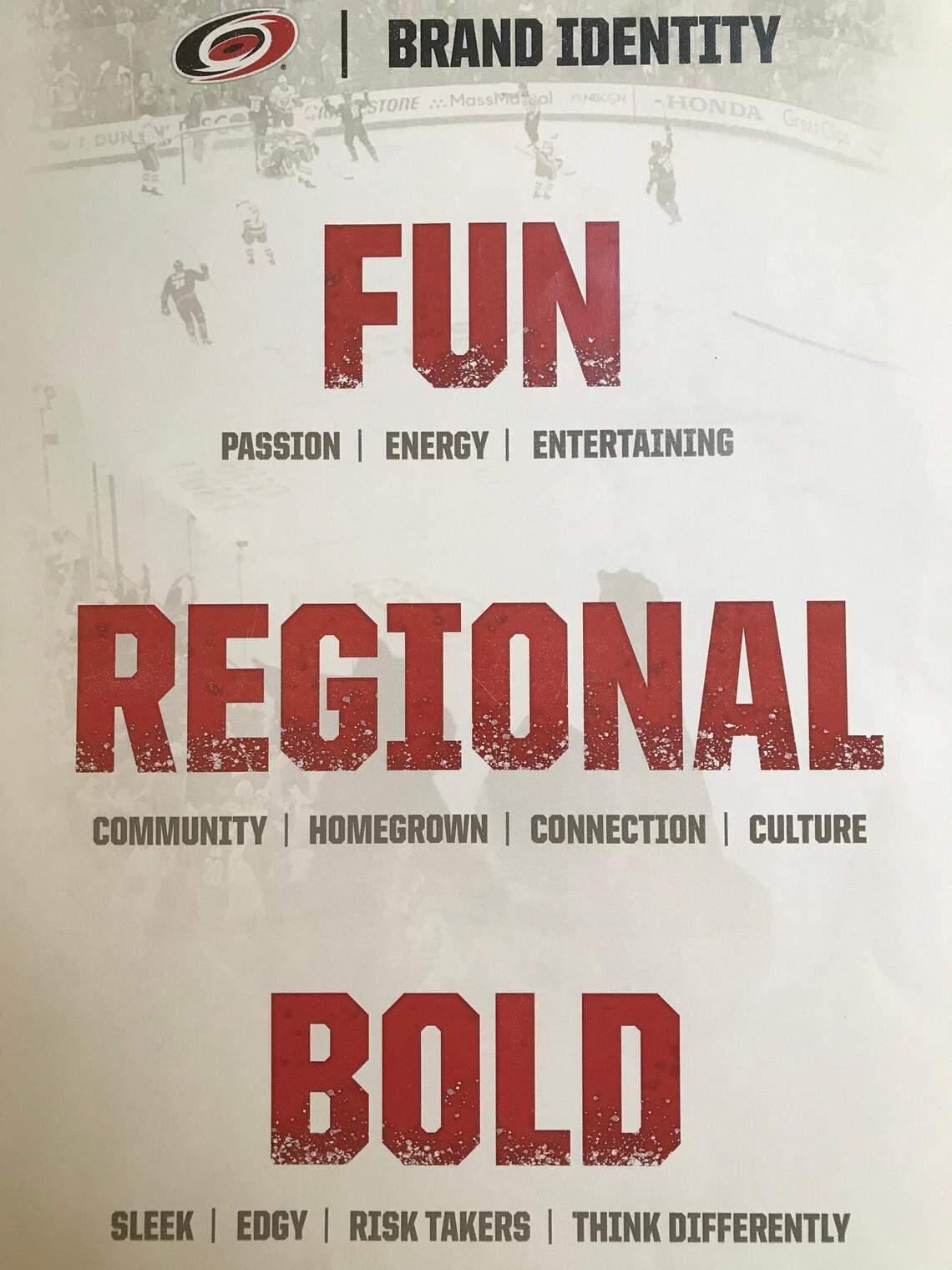 The Carolina Hurricanes’ marketing strategy is based on three basic principles: Fun, Regional and Bold.