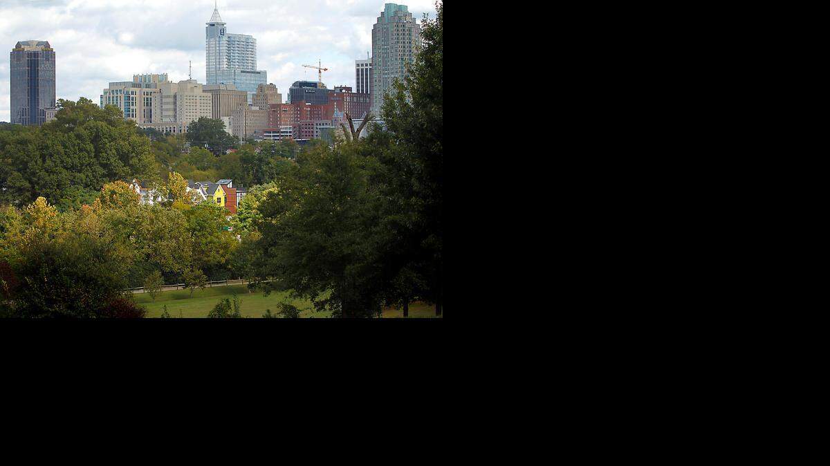 Views of buildings and the Dorthea Gardens neighborhood in downtown Raleigh from atop the Dorthea Dix complex last fall.

