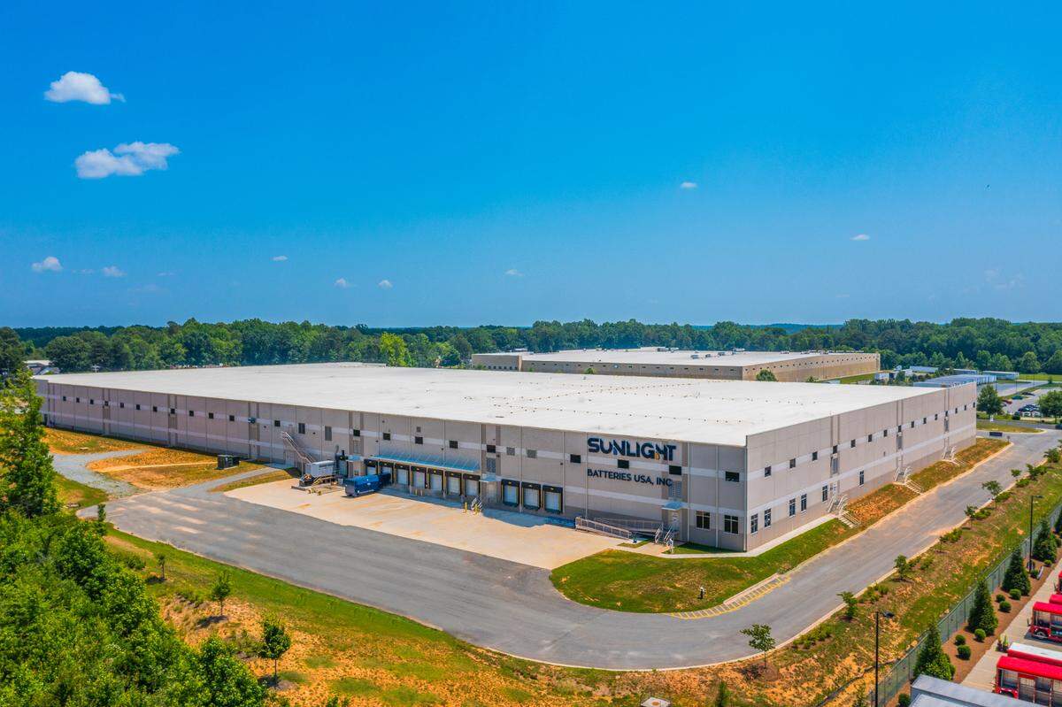 Sunlight Batteries, a maker of lithium-ion and lead-acid batteries, is expanding to the town of Mebane, NC. This is one of its US batteries plants.