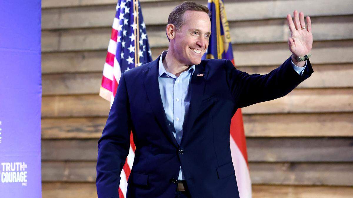 U.S. Sen. Ted Budd greets the crowd during a campaign rally in Selma, N,C,, on Oct. 25, 2022.