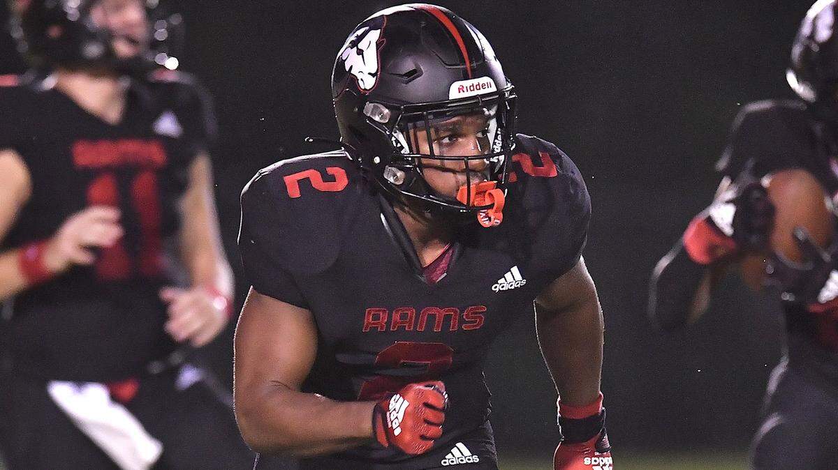 Rolesville’s Isiah Jones (2) runs to set up a play during the second half of the game versus Butler. The Rolesville Rams and the Butler Bulldogs met in a non-conference football game in Rolesville N.C. on August 18, 2023.