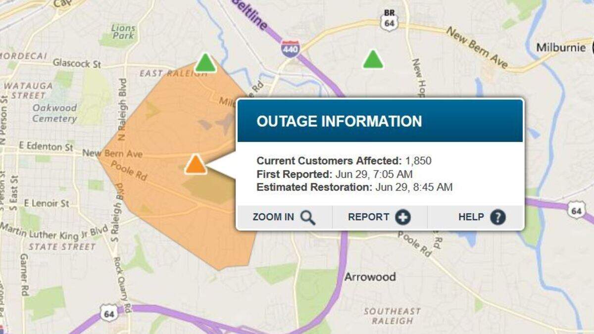 Duke power outage affects about 1,800 customers in east Raleigh ...