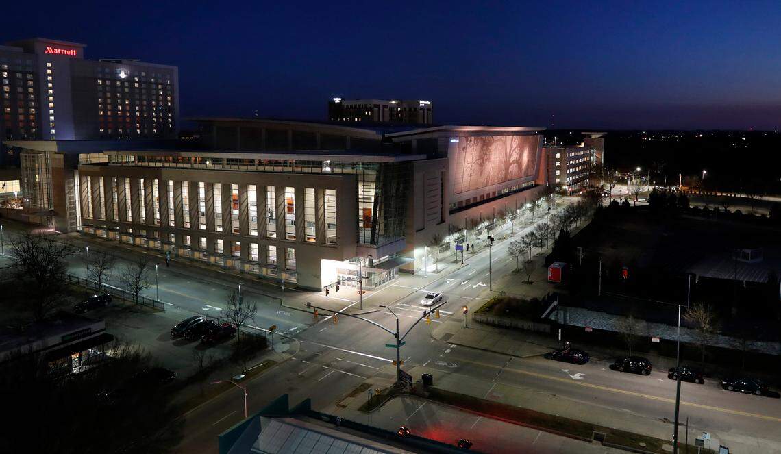 The Shimmer Wall of the Raleigh Convention Center was one of the areas in downtown Raleigh, N.C. that lit up with amber lights Tuesday, January 19, 2021, in remembrance of those who have lost their lives to COVID-19. The lights are part of a nationwide COVID memorial organized by the National League of Cities.