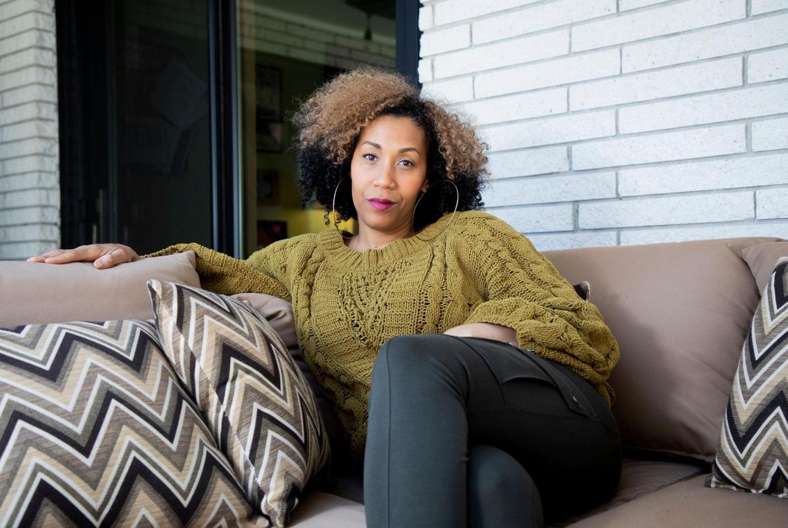 County music artist Rissi Palmer sits for a portrait outside her home, on Monday Mar. 29, 2021, in Durham, N.C.