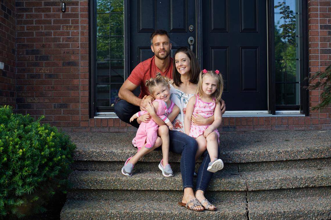 Sean Kleier, left, and Ashley Williams star in the Lifetime movie “Chris Watts: Confessions of a Killer.”