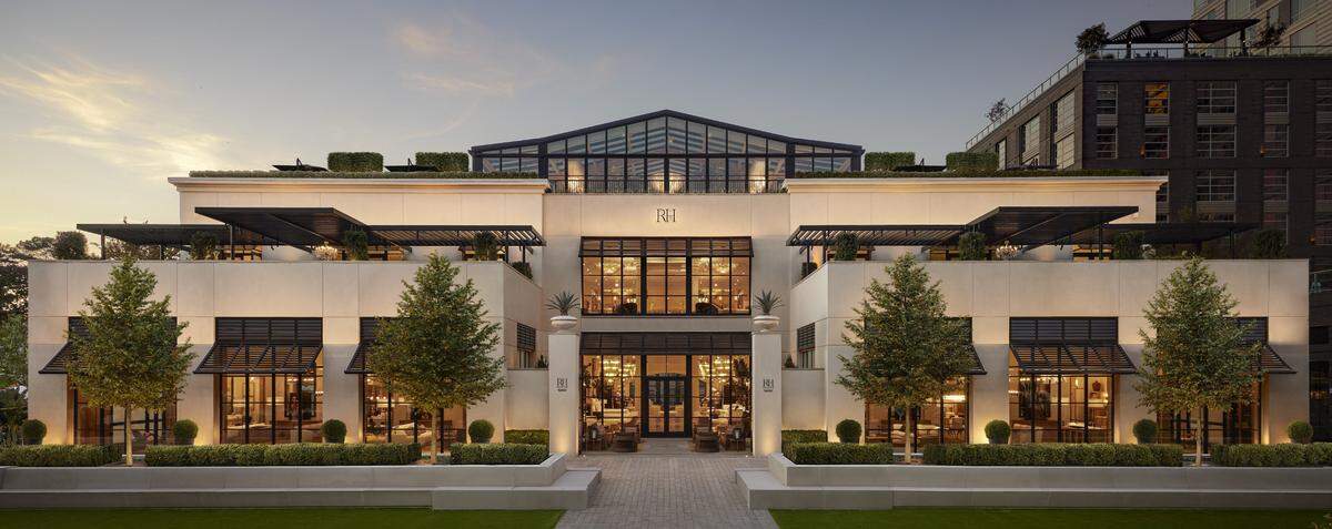 At the new RH Gallery in Raleigh, shoppers can browse two floors of luxury furniture collections and dine at the Rooftop Restaurant.