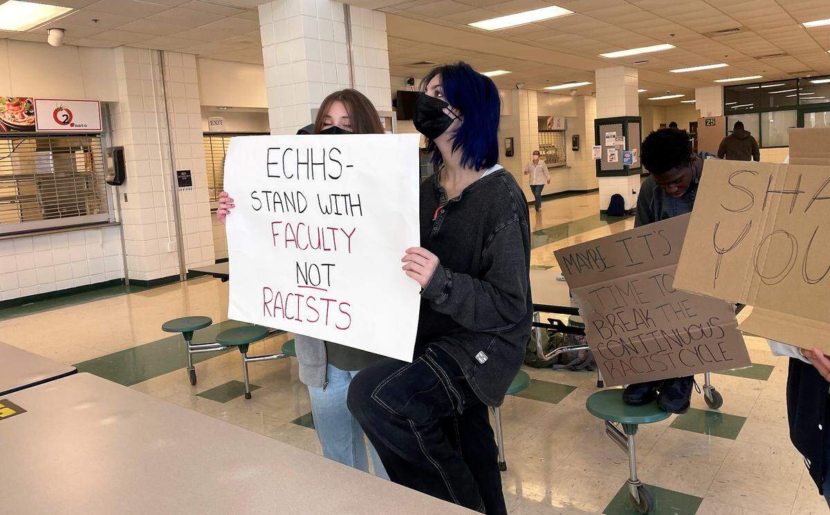 CHCCS administrators are investigating allegations that two Black male teaching assistants at East Chapel Hill High School were asked to move to different classrooms because of a parent’s concerns. Students could hold a walkout Friday, Dec. 3, 2021.