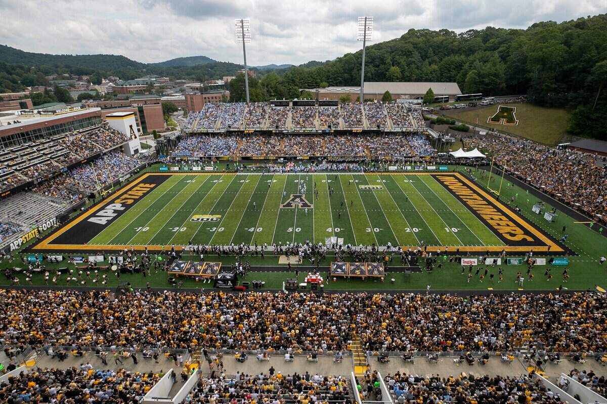 A capacity crowd takes in the Appalachian State vs North Carolina football game on Saturday, September 3, 2022 at Kidd Brewer Stadium in Boone, N.C.