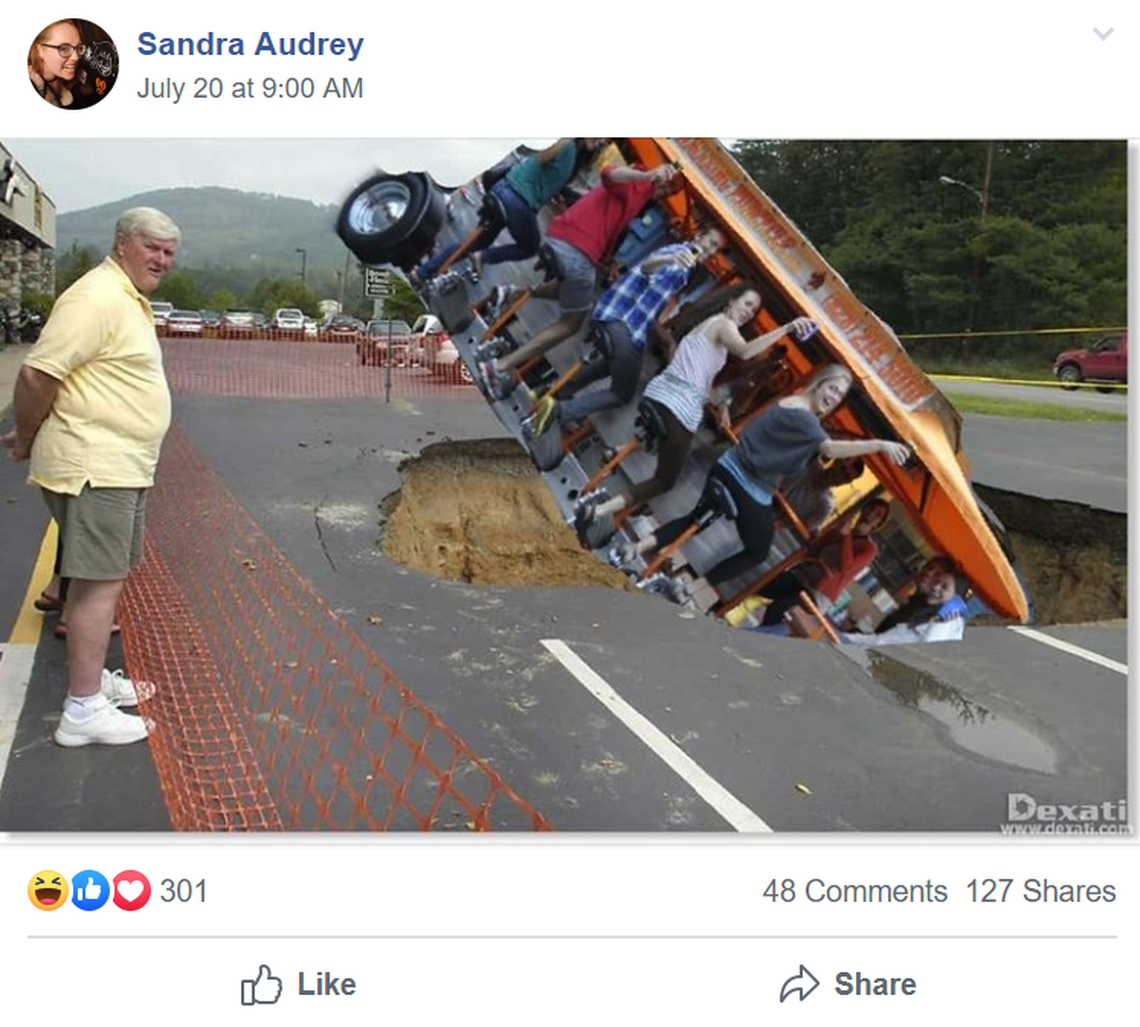 The massive sinkhole in Asheville has gained a social media following