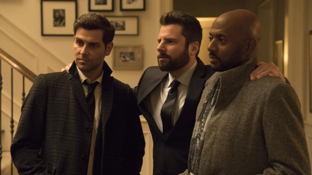 (L-R): David Giuntoli, James Roday and Romany Malco in the ABC series “A Million Little Things.”