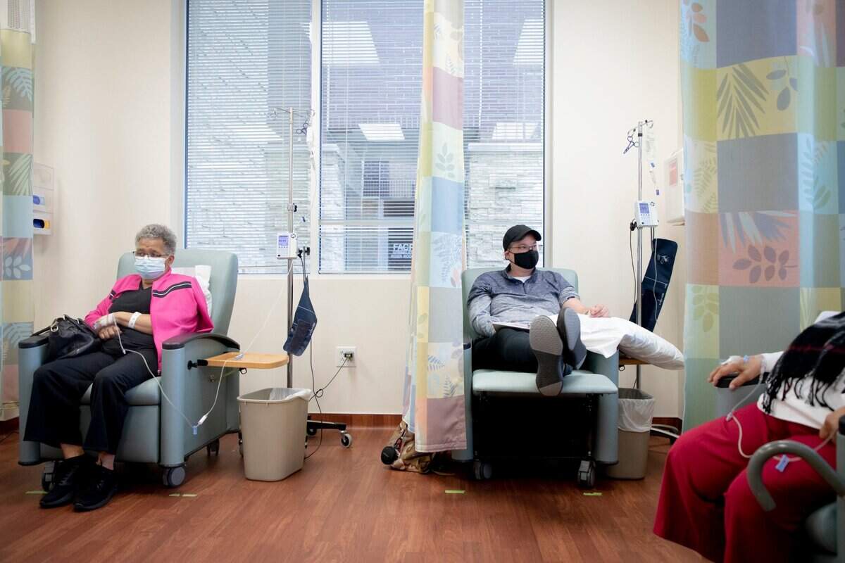 Carolyn Jeffries, left, and Deborah Starry, receive an infusion of monoclonal antibodies, a treatment authorized by the FDA that studies suggest could prevent some people infected with COVID-19 from needing to be hospitalized, at UNC Family Medicine at Pittsboro, on Tuesday, Jan. 26, 2021, in Pittsboro, N.C.