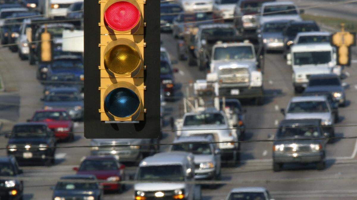 A red light on Capital Boulevard in Raleigh, N.C.