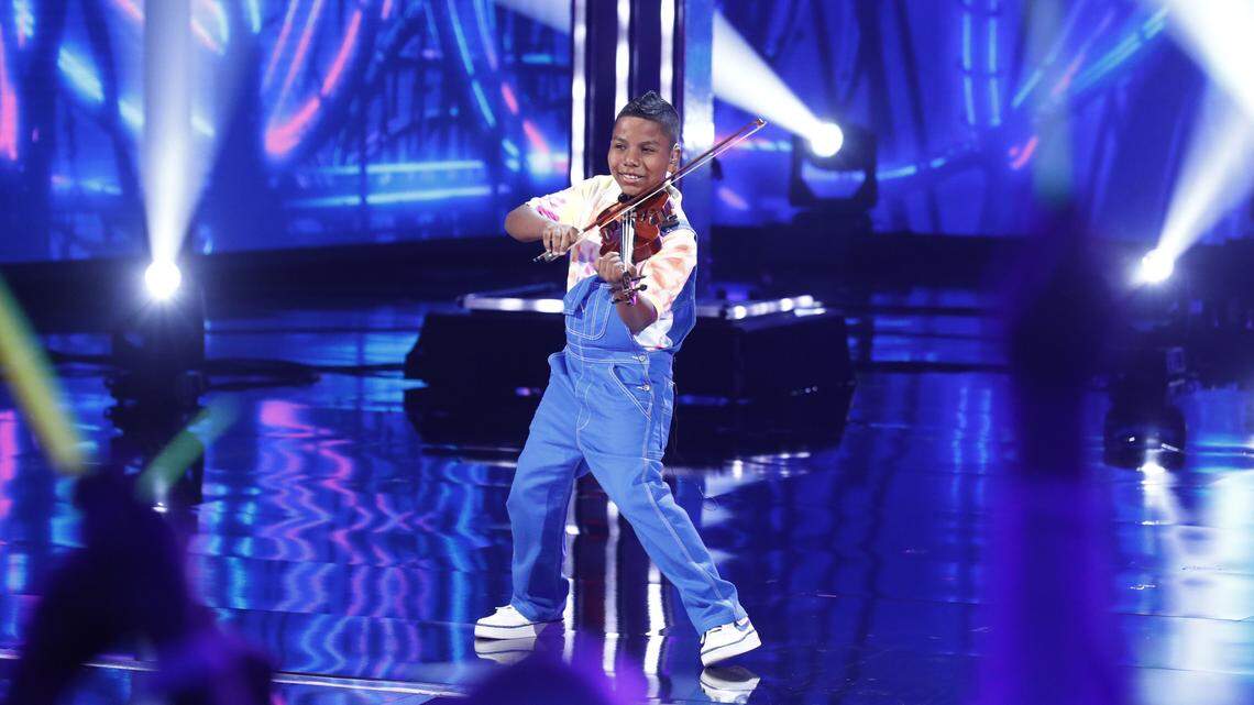 Raleigh violinist Tyler Butler-Figueroa during a Sept. 3 performance on “America’s Got Talent” on NBC.